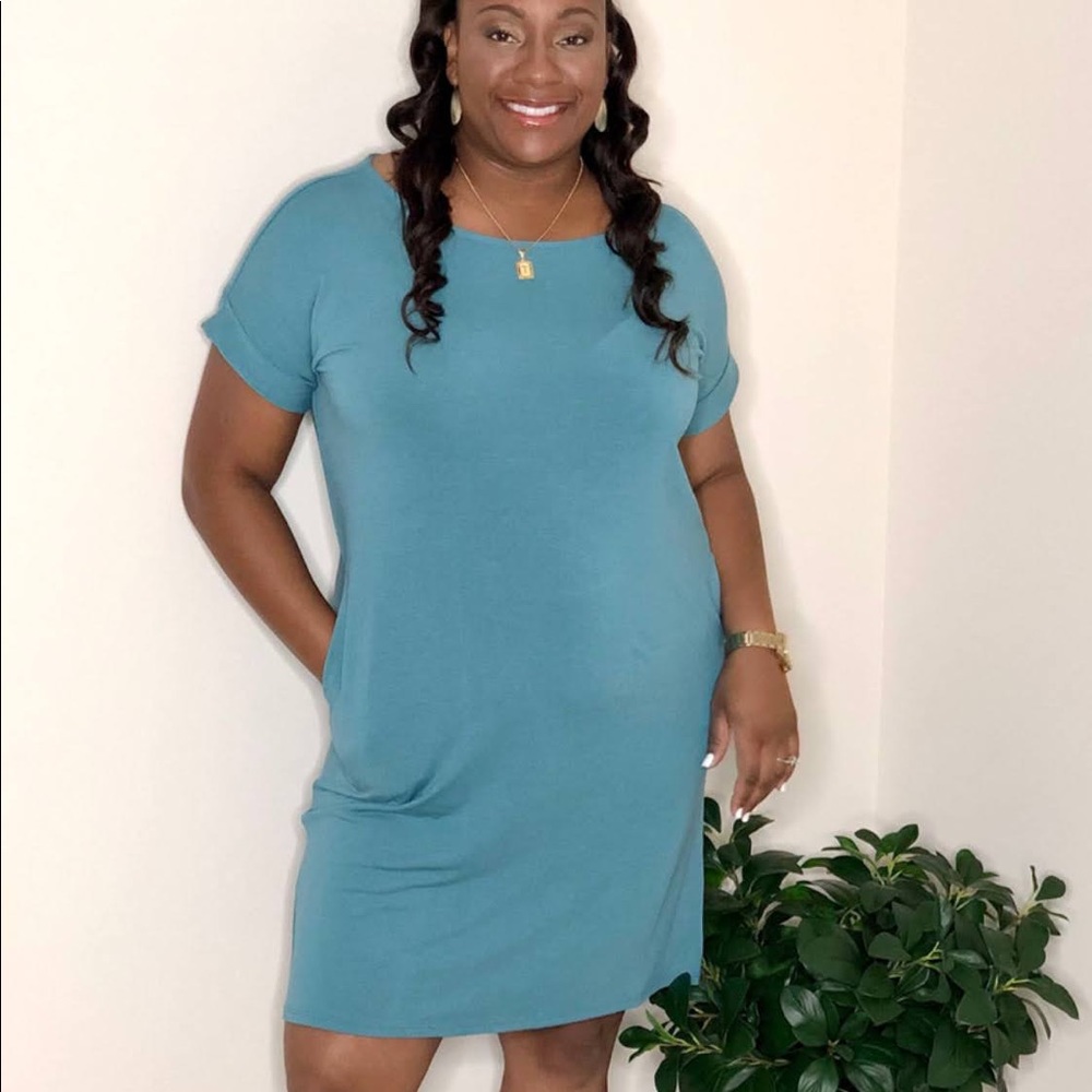 Plain Jane T Shirt Dress (Teal)